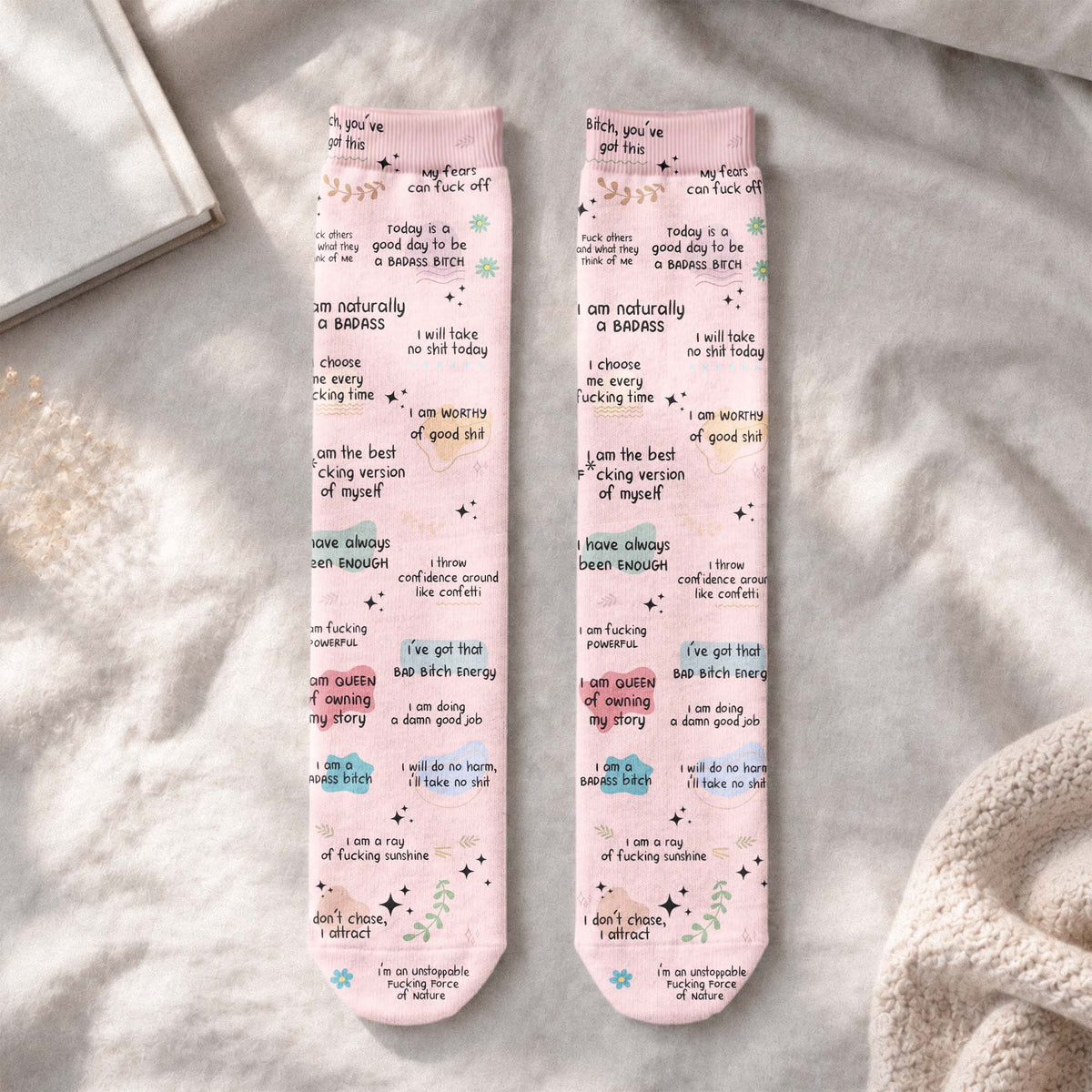 Bad B*tch Affirmations - For Coworkers, Friends, Self Gift - Personalized Socks