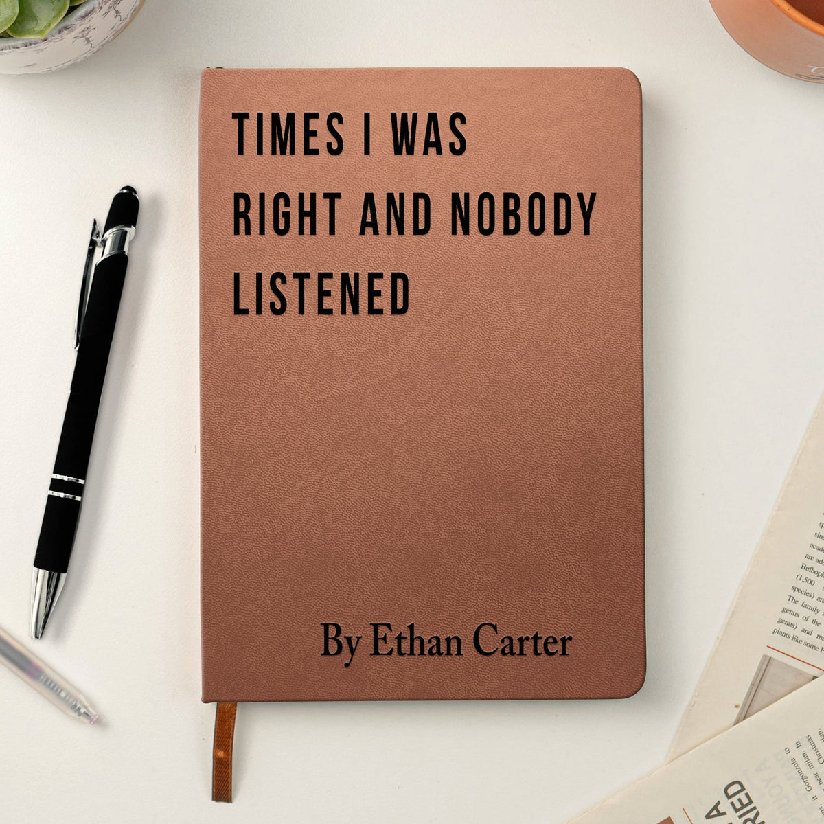 Funny Sarcastic Notebook - Coworker Gag Gifts, White Elephant, Exchange Gifts - Personalized Leather Journal