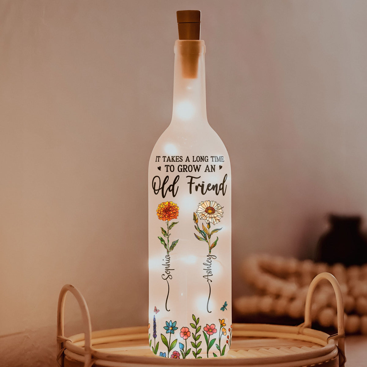 Long Time To Grow Old Friends - Personalized Bottle Lamp