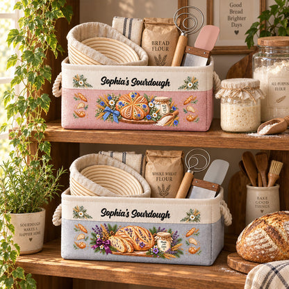 Custom Sourdough Baking Basket Gift For Sourdough Lovers - Personalized Storage Basket