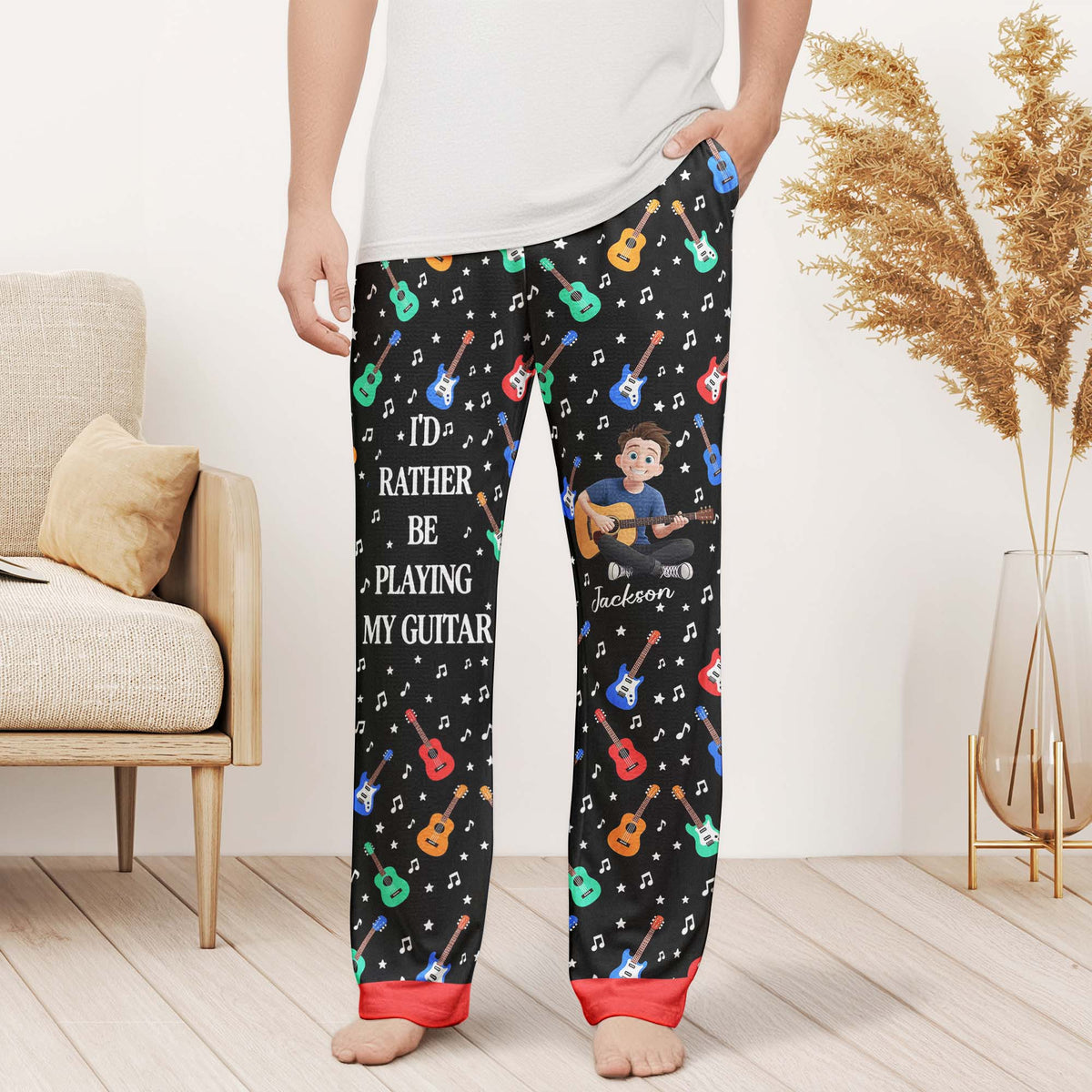 I'D Rather Be Playing My Guitar - Personalized Lounge Pants