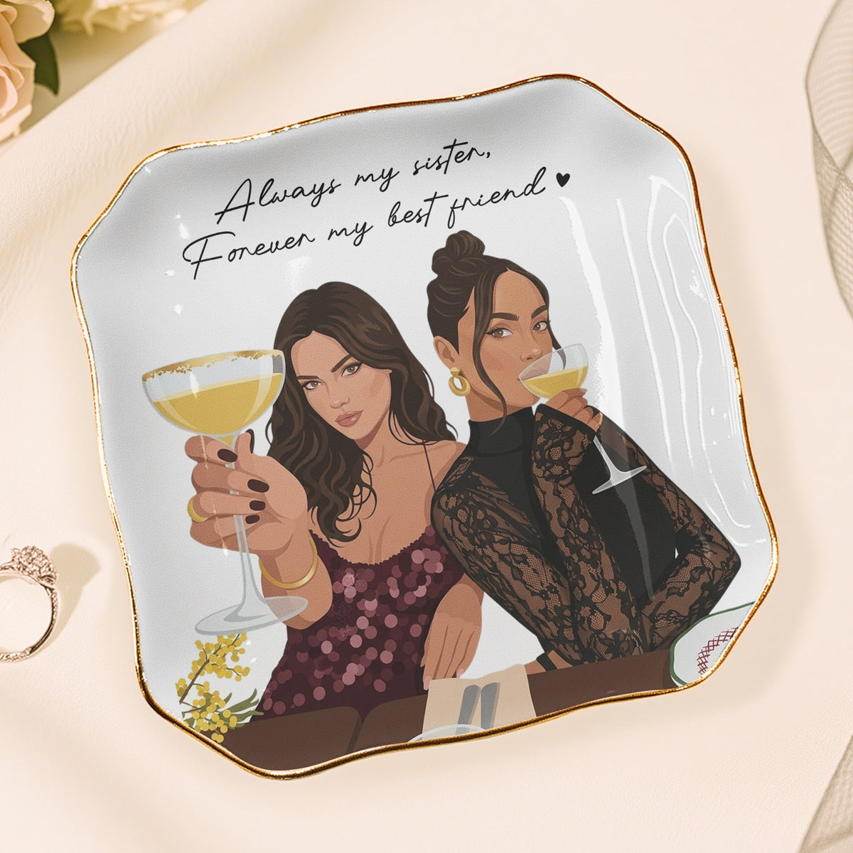 Turn Photo Into Art - Thank You Friendship Gifts For Besties - Personalized Jewelry Dish